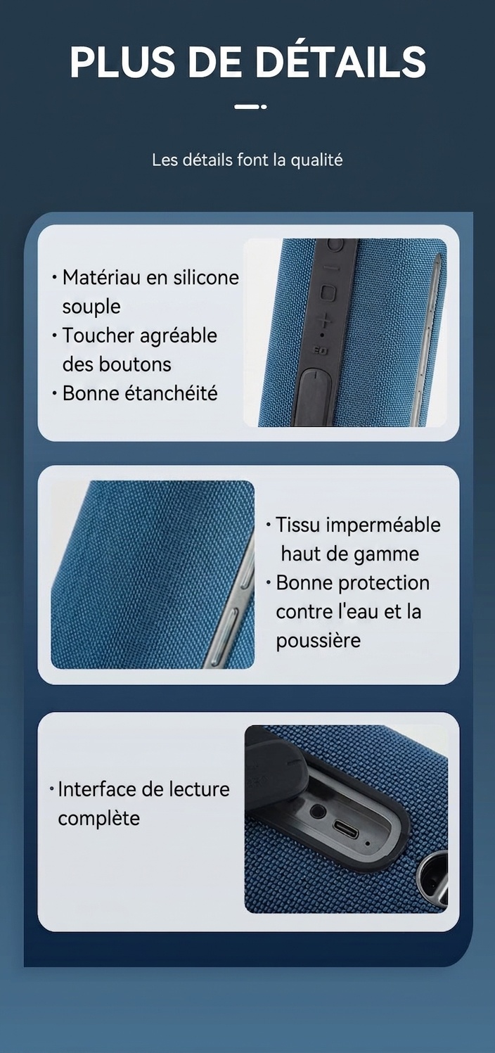 Enceinte Bluetooth portable étanche avec lumières RGB dynamiques
