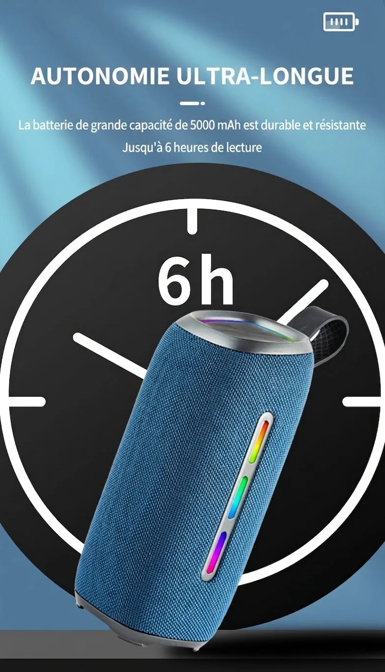 Enceinte Bluetooth portable étanche avec lumières RGB dynamiques