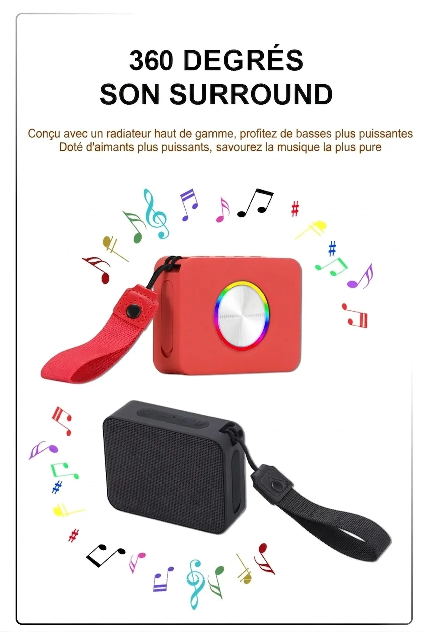 Enceinte Bluetooth portable avec lumière RGB et étanchéité IPX5