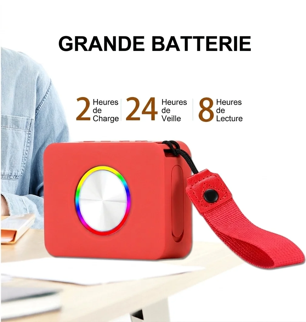 Enceinte Bluetooth portable avec lumière RGB et étanchéité IPX5