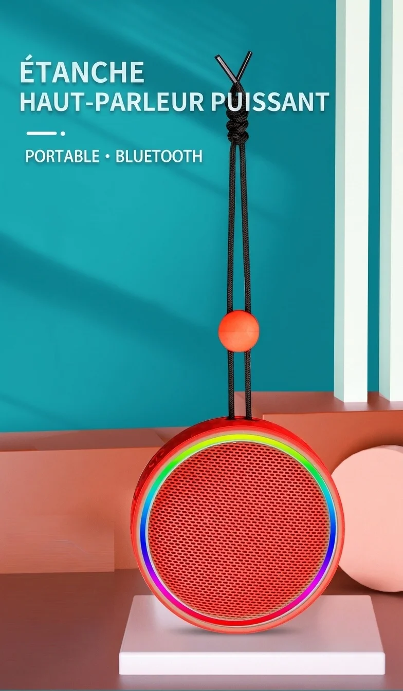 Enceinte Bluetooth portable avec lumières RGB et bandoulière
