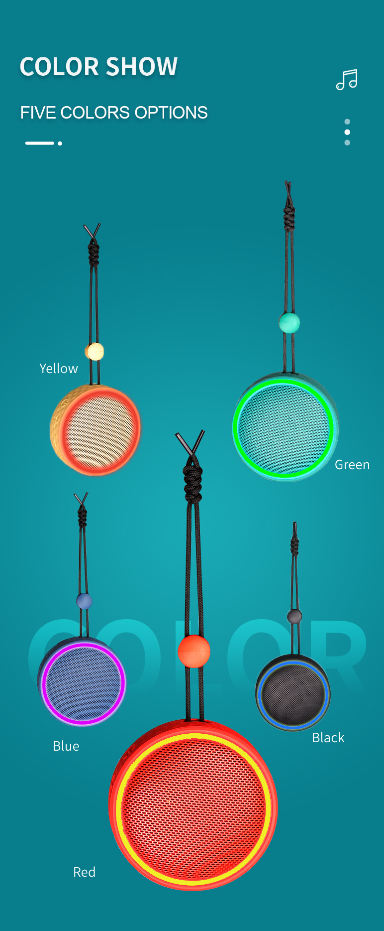 Portable Bluetooth Speaker with RGB Lights & Carry Strap
