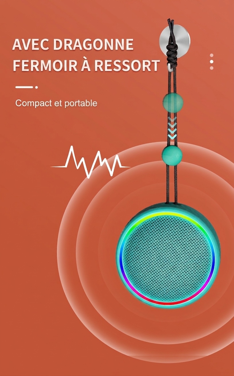 Enceinte Bluetooth portable avec lumières RGB et bandoulière