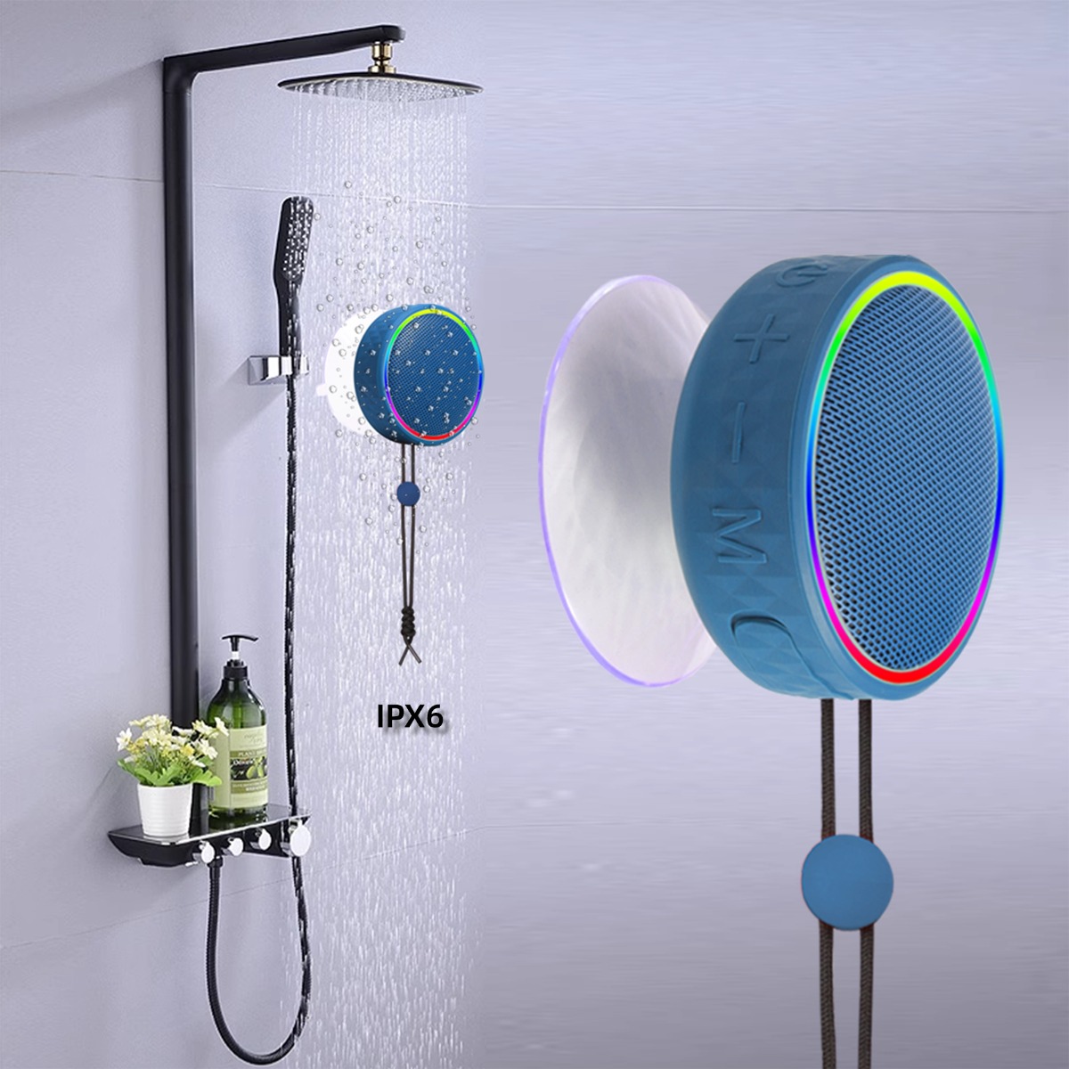 Portable Bluetooth Speaker with RGB Lights & Carry Strap (Magnetic Model)