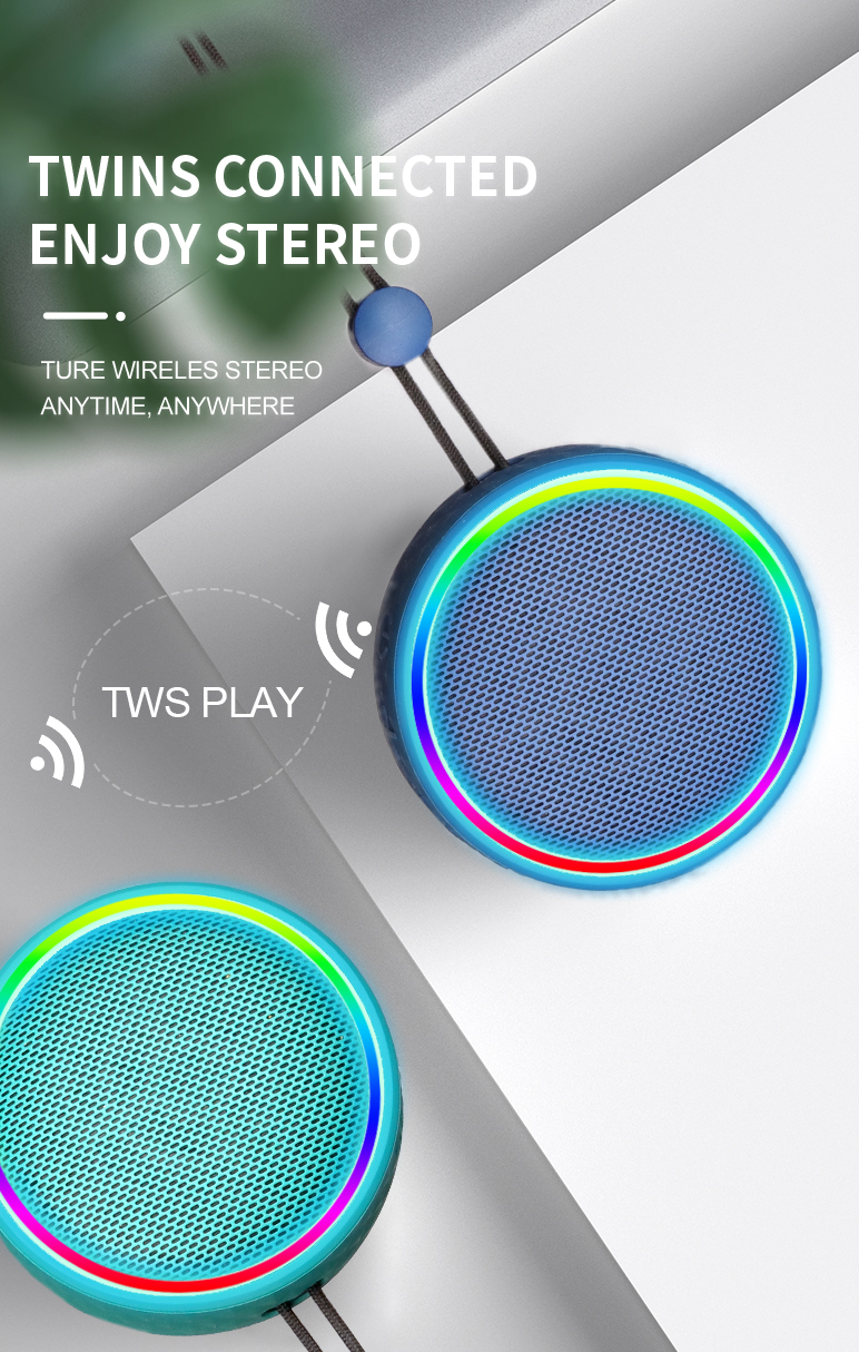 Portable Bluetooth Speaker with RGB Lights & Carry Strap (Magnetic Model)