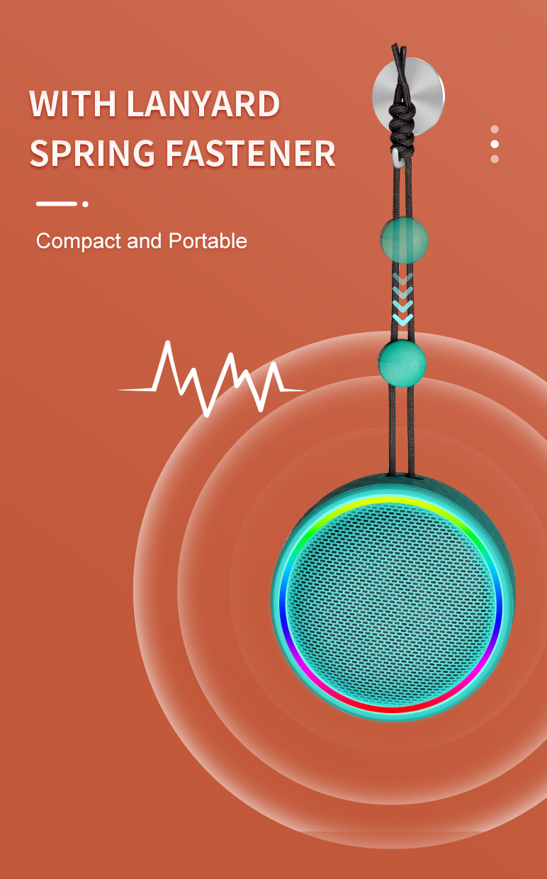 Portable Bluetooth Speaker with RGB Lights & Carry Strap (Magnetic Model)