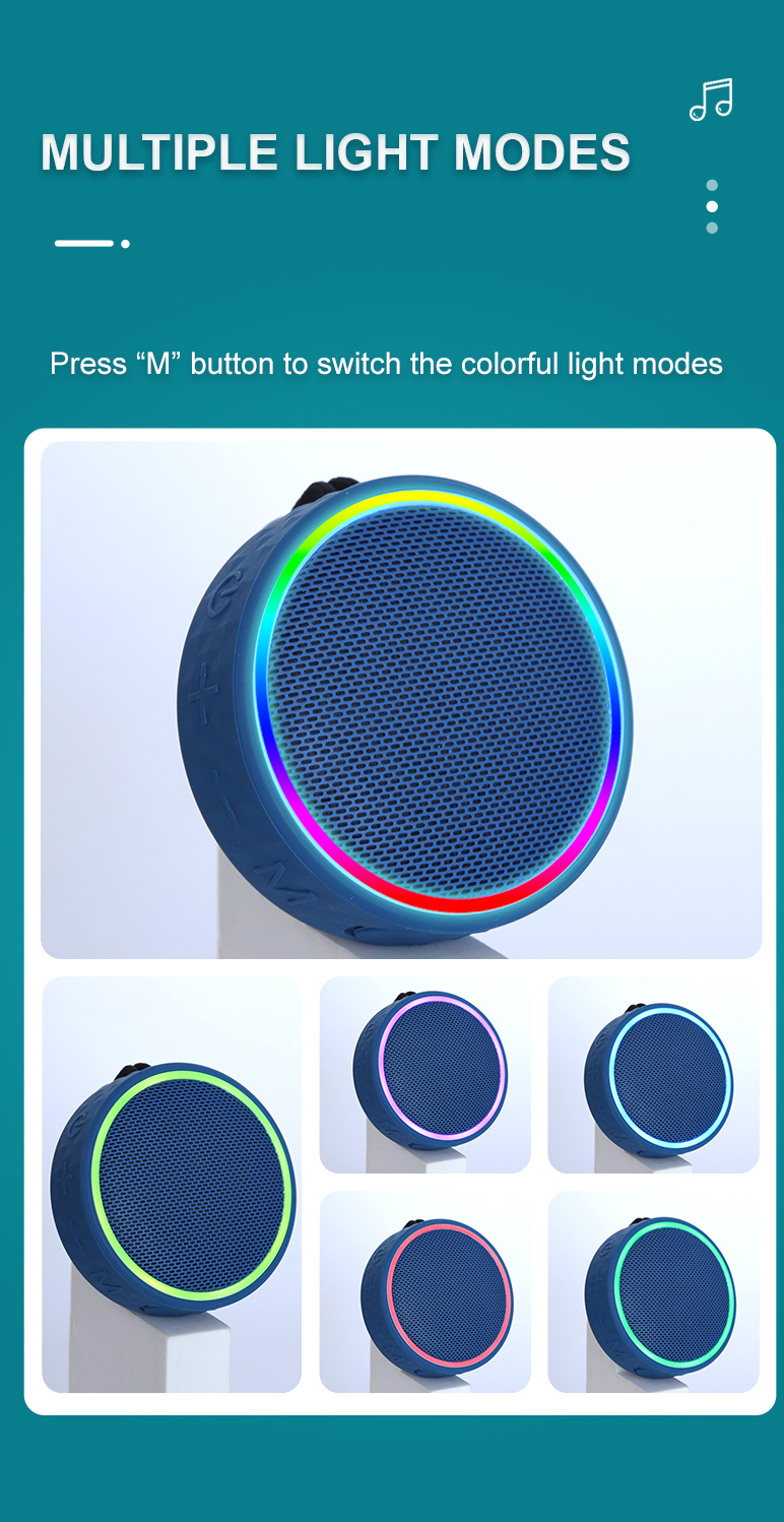 Portable Bluetooth Speaker with RGB Lights & Carry Strap (Magnetic Model)