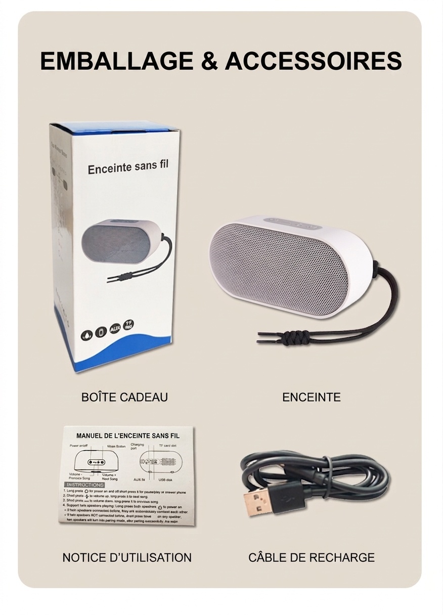 Enceinte Bluetooth portable - Étanche IPX6 pour une utilisation en extérieur