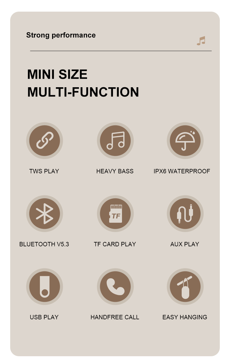 Portable Bluetooth Speaker - IPX6 Waterproof Outdoor Sound