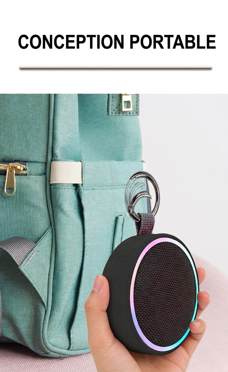Enceinte Bluetooth portable étanche avec lumières RGB et clip