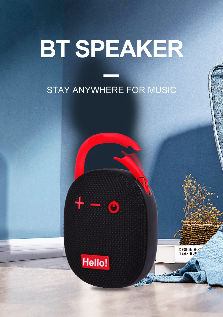 Portable Waterproof Bluetooth Speaker with Carabiner Clip