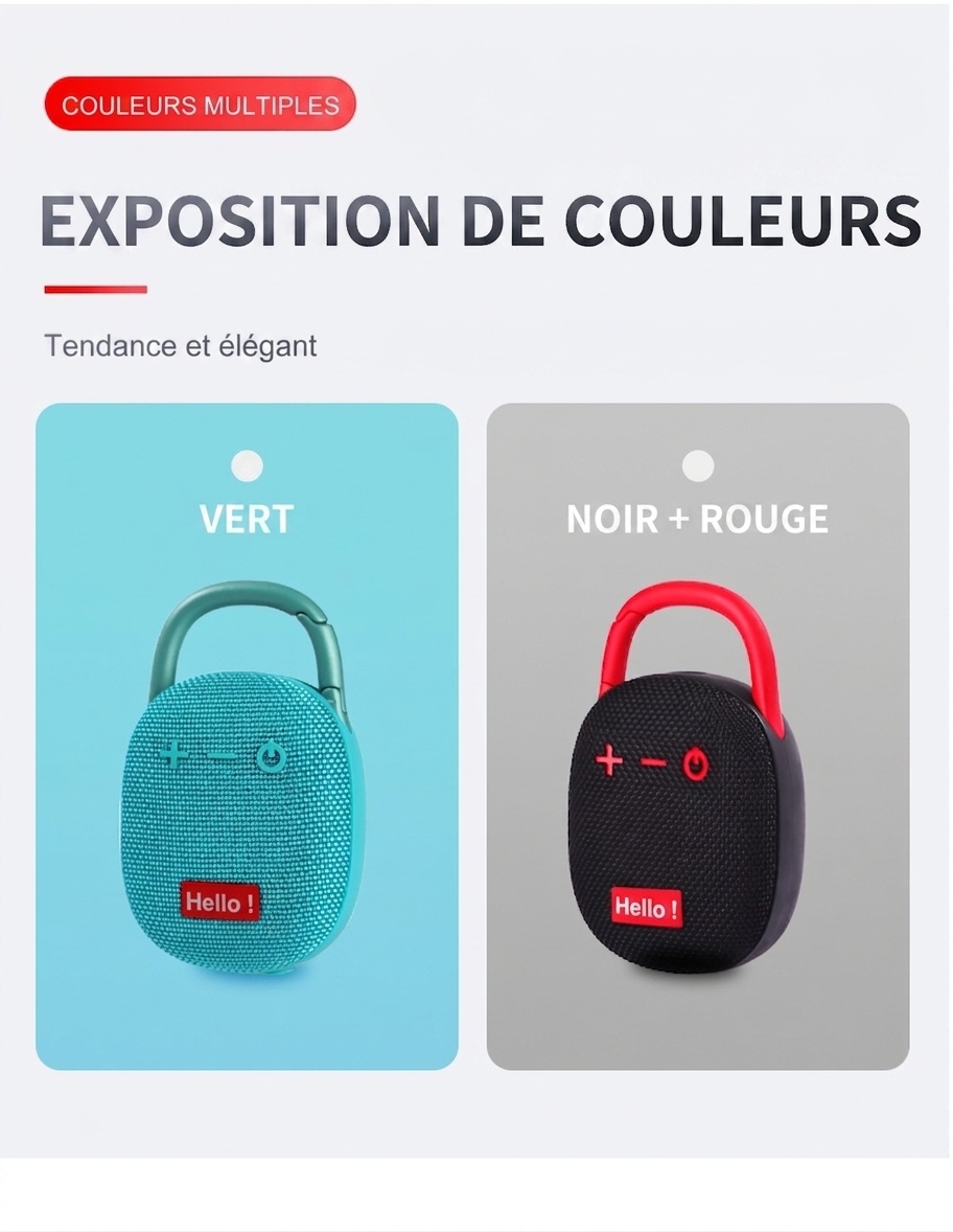 Enceinte Bluetooth portable étanche avec mousqueton