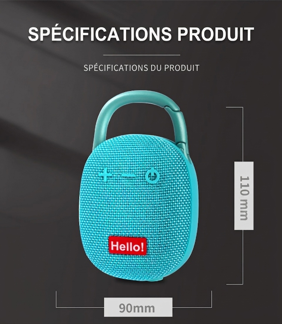 Enceinte Bluetooth portable étanche avec mousqueton