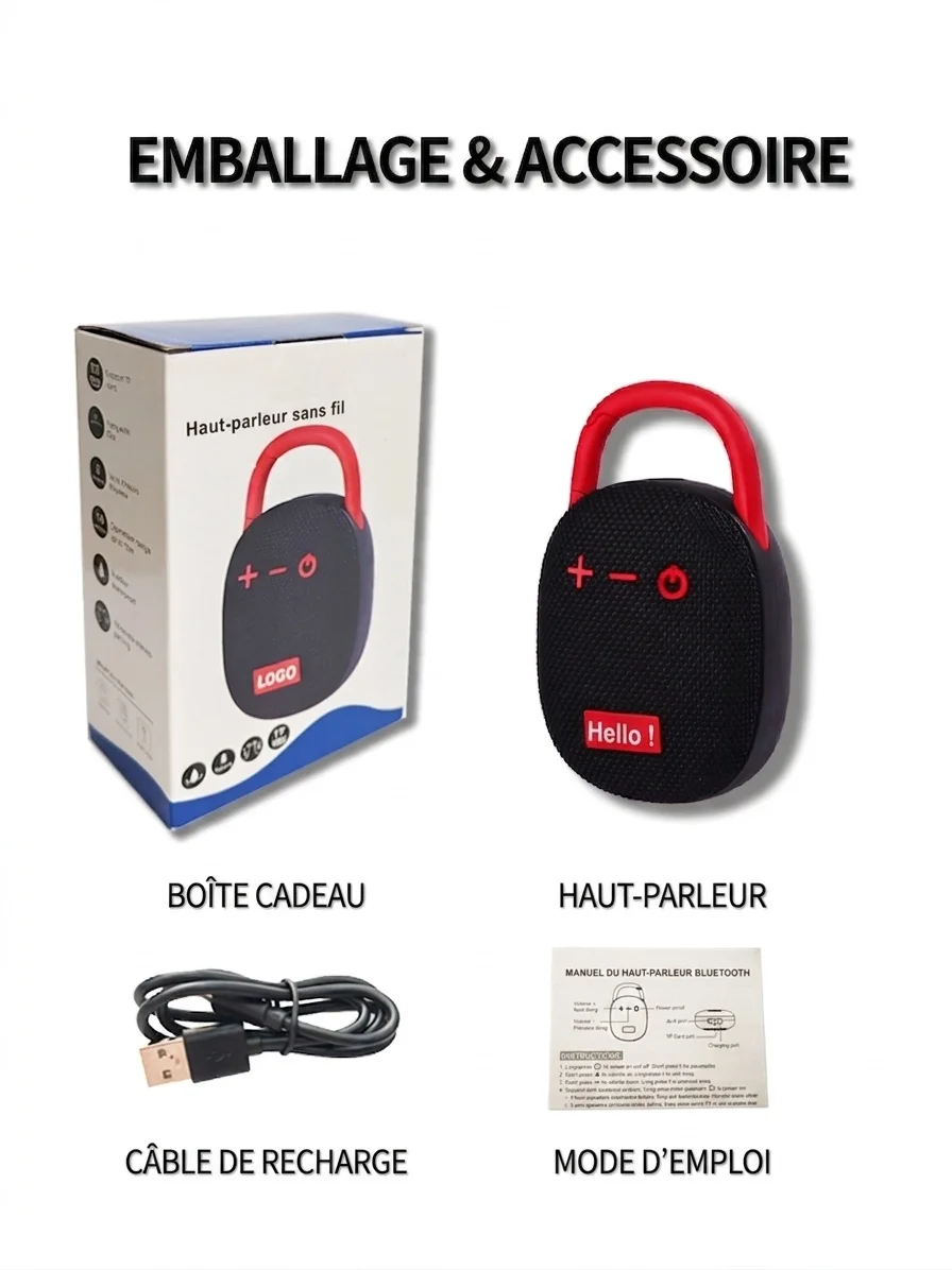 Enceinte Bluetooth portable étanche avec mousqueton