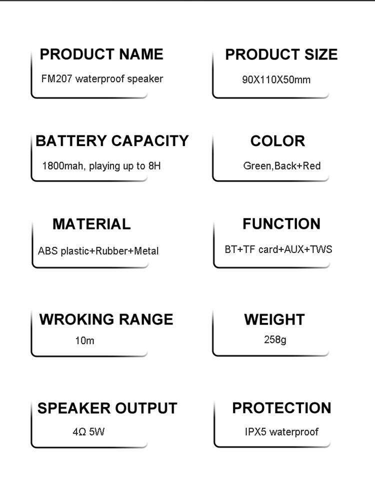 Portable Waterproof Bluetooth Speaker with Carabiner Clip