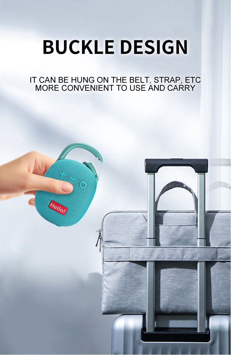 Portable Waterproof Bluetooth Speaker with Carabiner Clip