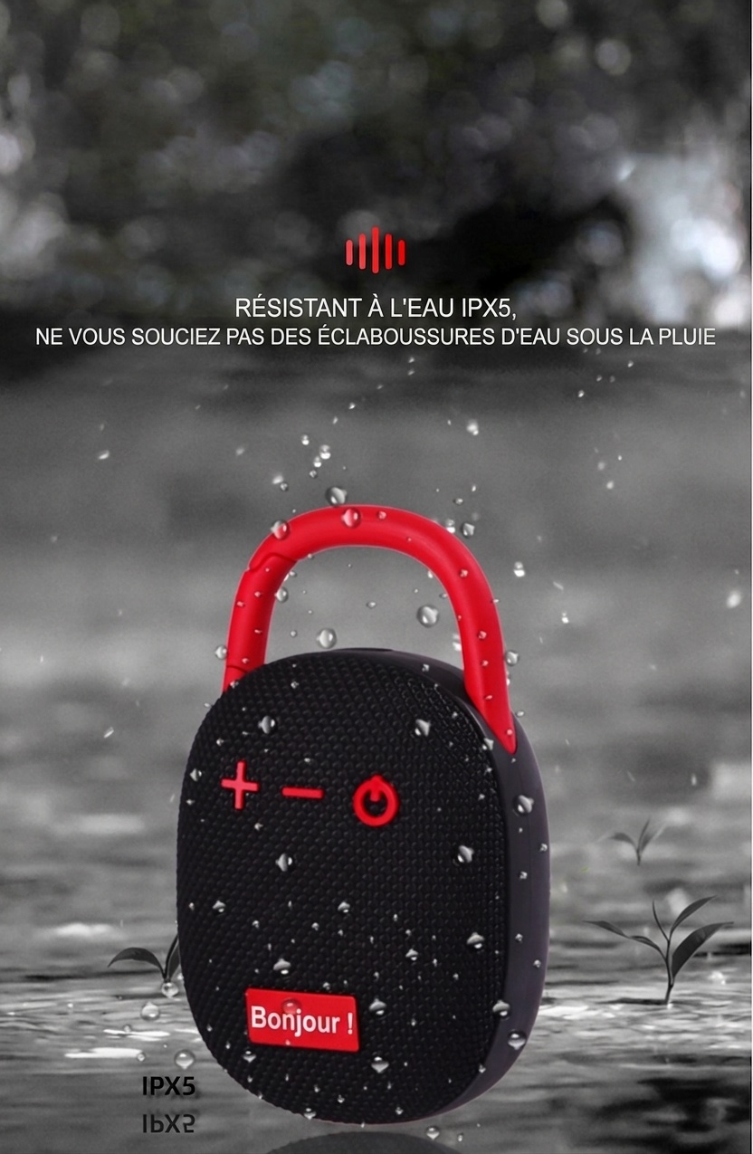 Enceinte Bluetooth portable étanche avec mousqueton