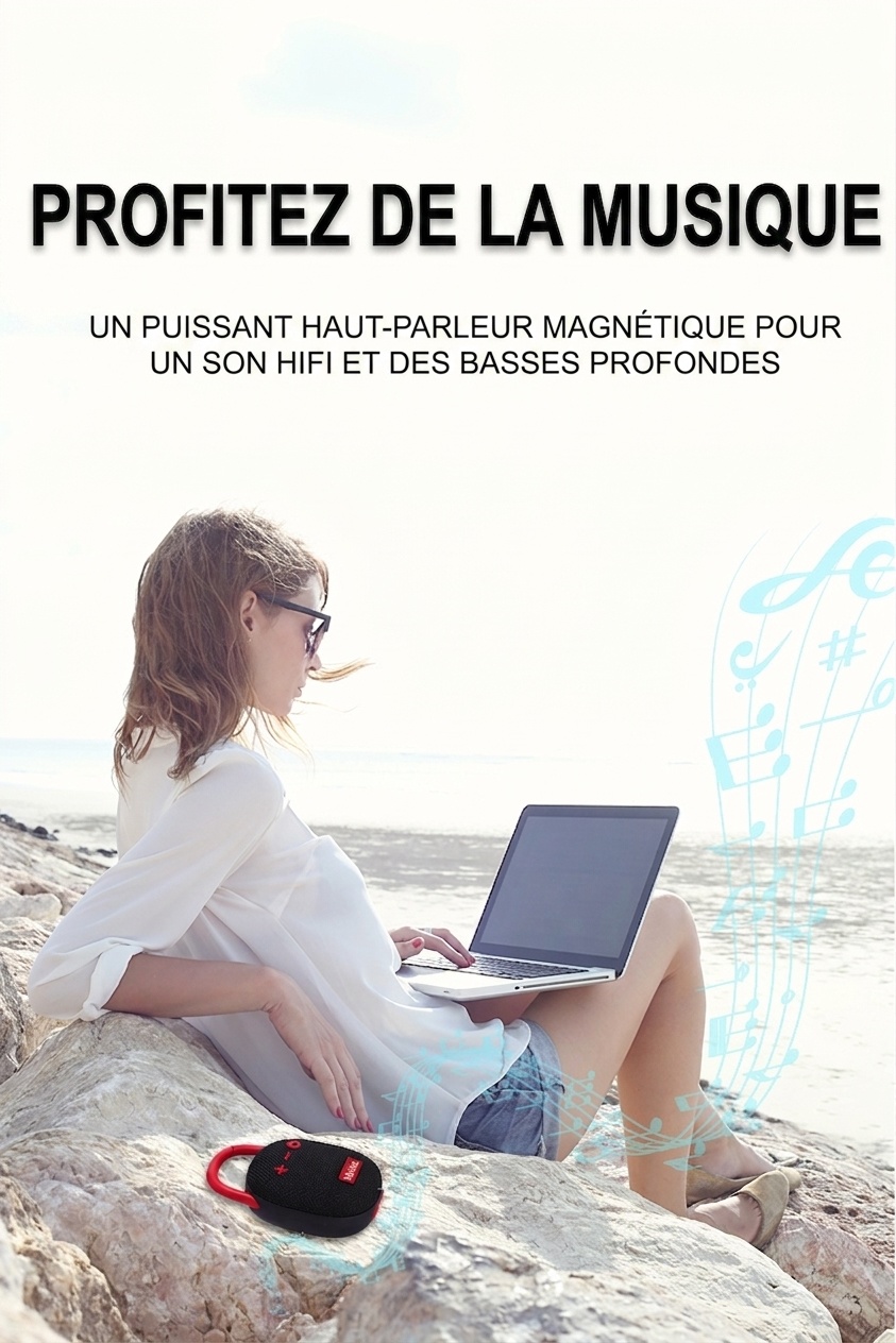 Enceinte Bluetooth portable étanche avec mousqueton