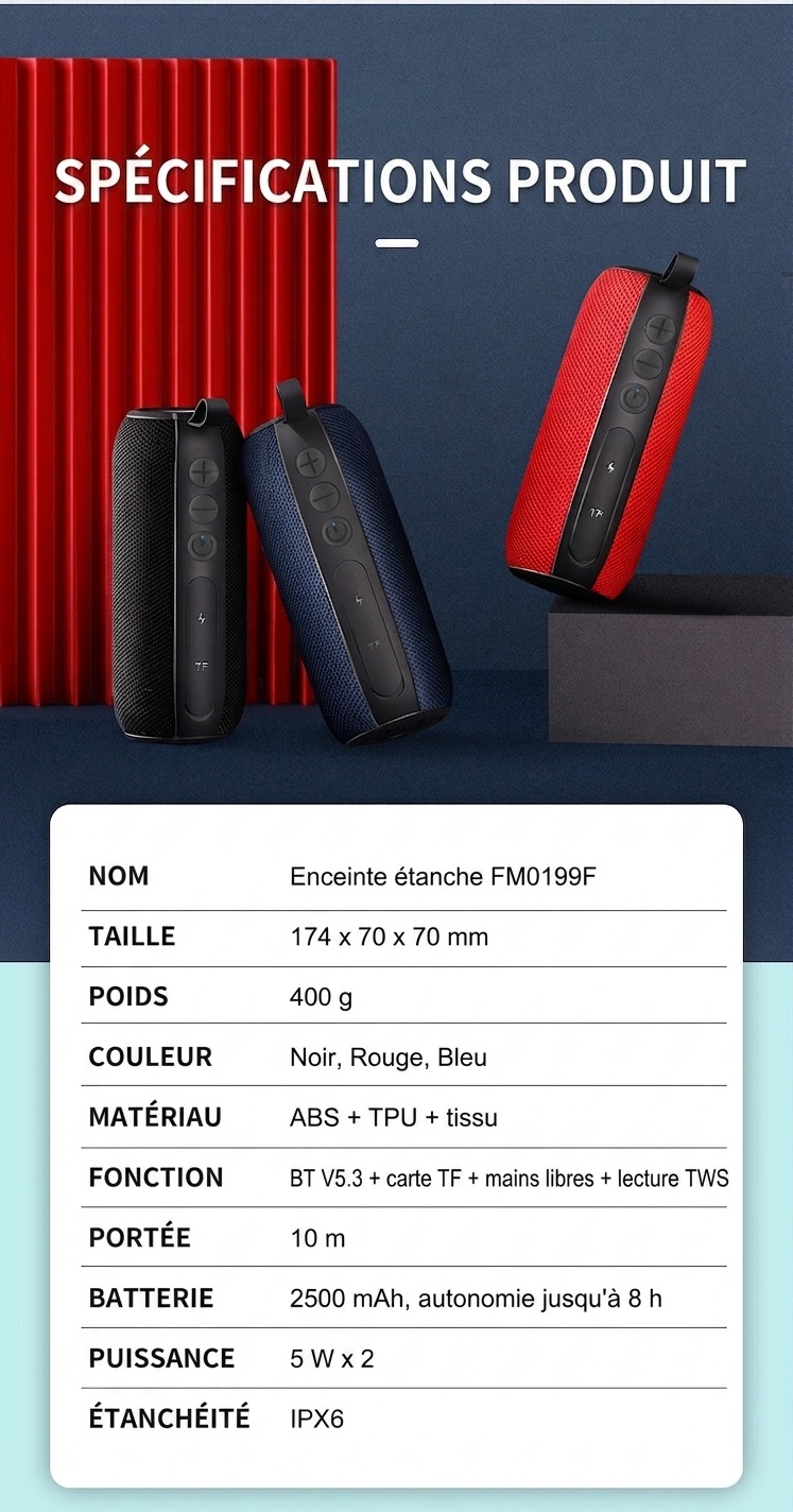 Enceinte Bluetooth portable puissante - Son extérieur étanche
