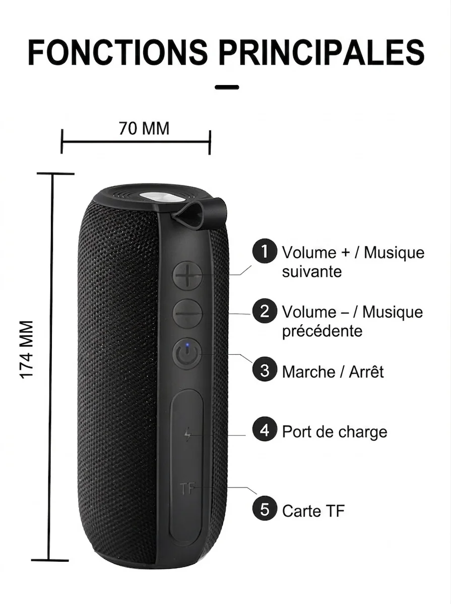 Enceinte Bluetooth portable puissante - Son extérieur étanche