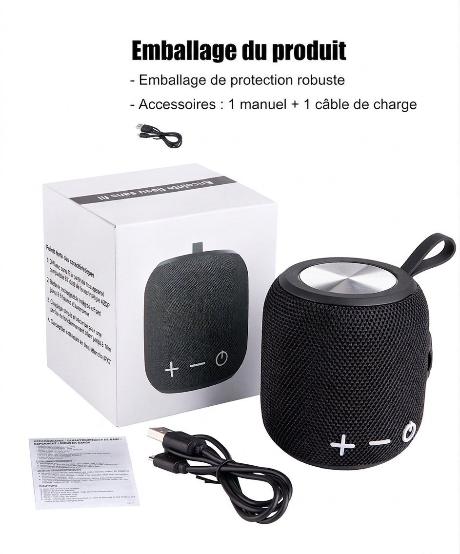 Enceinte Bluetooth portable étanche IPX6 avec dragonne