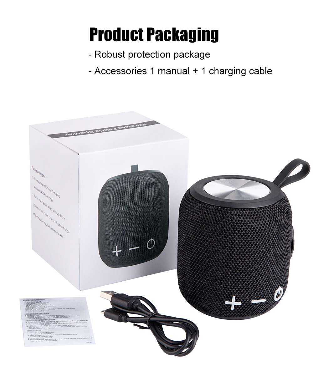 Portable Bluetooth Speaker with IPX6 Waterproof & Carry Strap