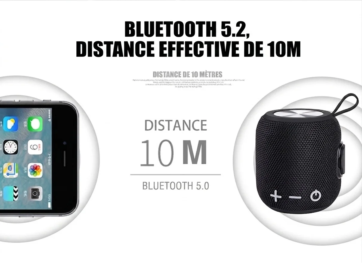 Enceinte Bluetooth portable étanche IPX6 avec dragonne