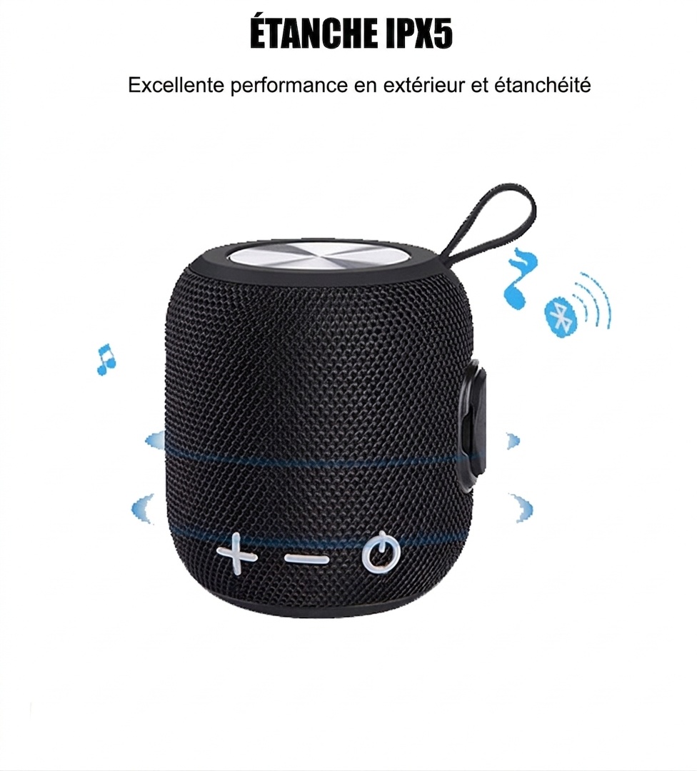 Enceinte Bluetooth portable étanche IPX6 avec dragonne