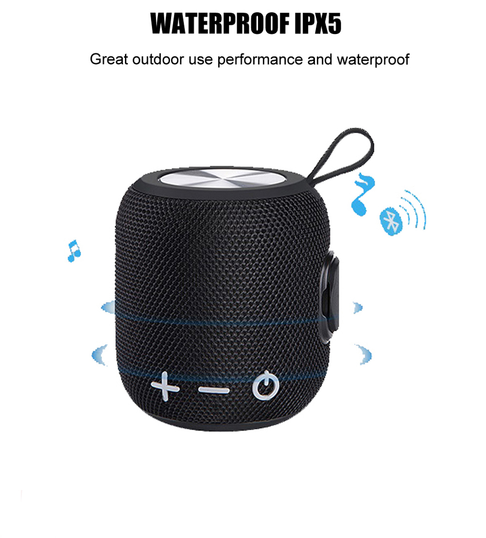 Portable Bluetooth Speaker with IPX6 Waterproof & Carry Strap