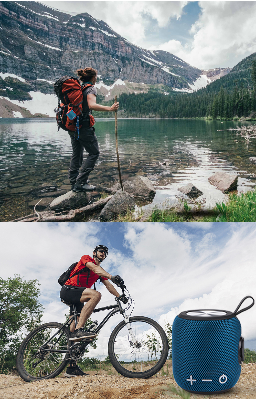 Portable Bluetooth Speaker with IPX6 Waterproof & Carry Strap