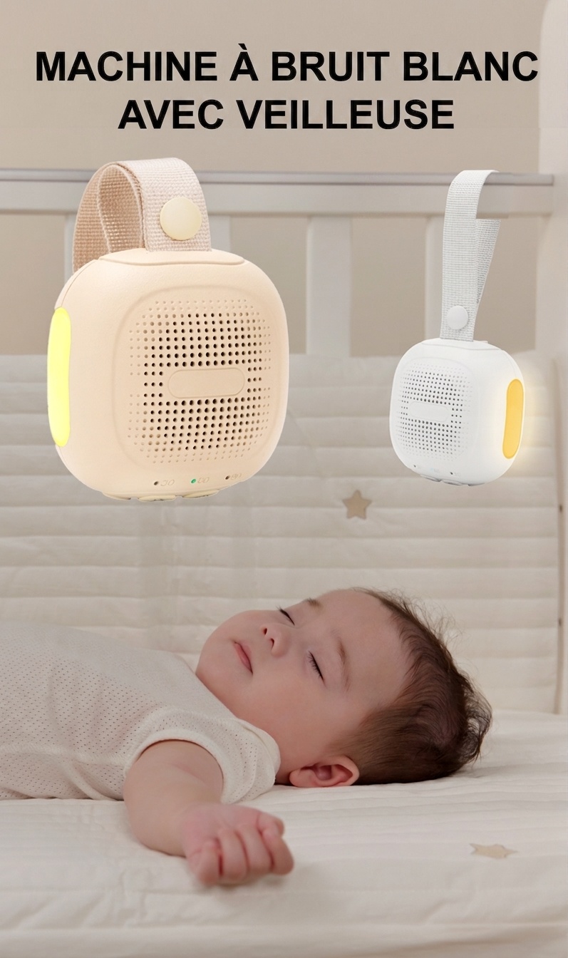 Enceinte Bluetooth portable à bruit blanc avec veilleuse et minuterie