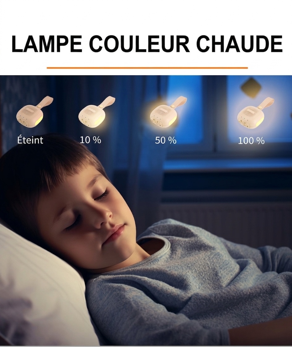 Enceinte Bluetooth portable à bruit blanc avec veilleuse et minuterie