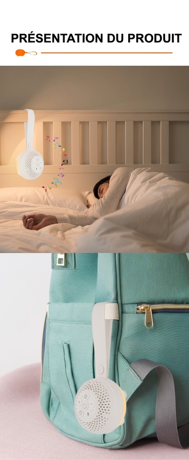Enceinte Bluetooth portable à bruit blanc avec lumière d'aide au sommeil