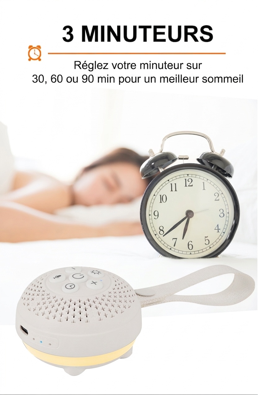 Enceinte Bluetooth portable à bruit blanc avec lumière d'aide au sommeil