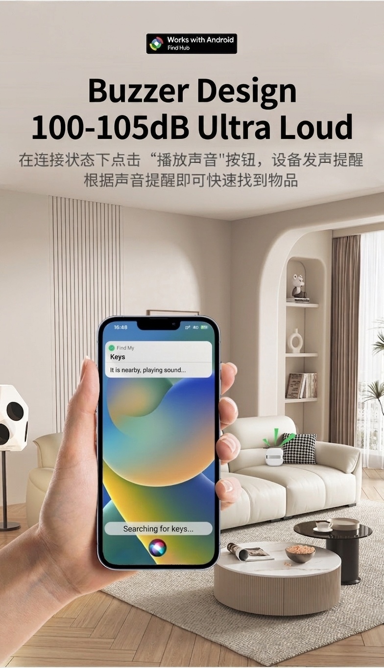 Smart Tag Item Finder for Android, Google Find Hub Compatible, Bluetooth Tracker for Keys, Wallet, Luggage, IPX6 Water Resistant, 365-Day Battery Life