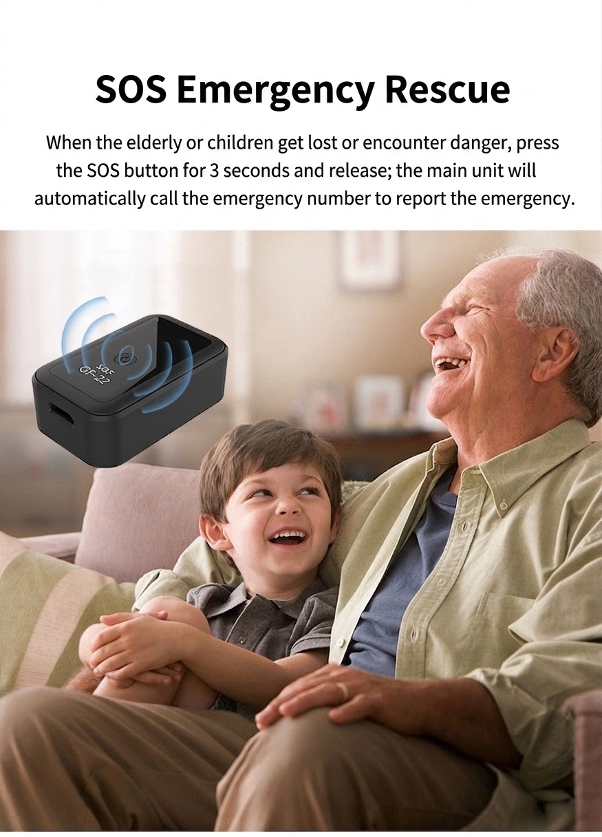 GF-22 Mini GPS Tracker for Vehicles, Kids, Elderly, Real-Time Tracking Device with SOS Emergency Call, Magnetic Mount, Water Resistant