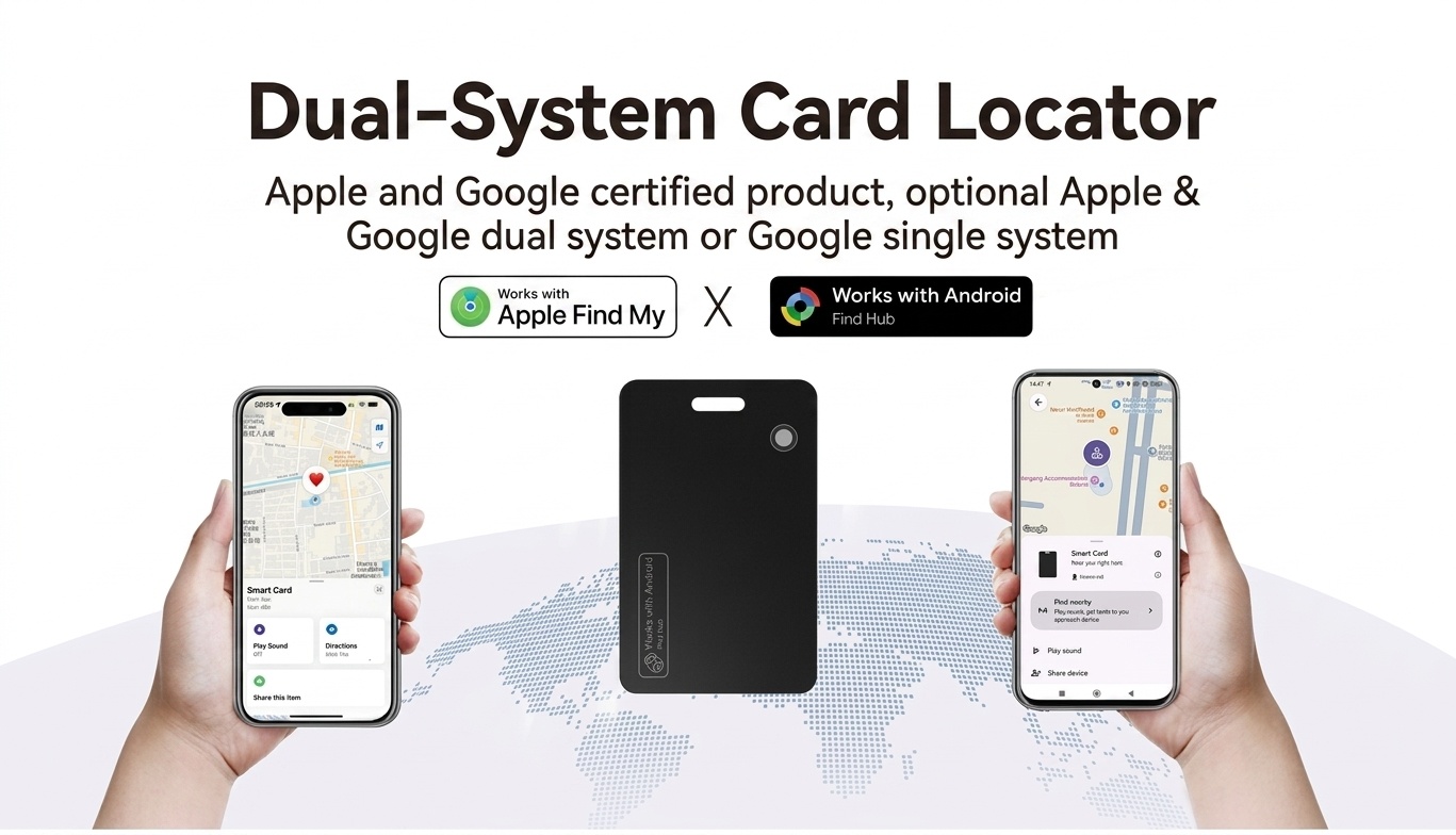 Ultra-Thin Smart Tracker Card, GPS Item Finder for Wallet, Compatible with Apple Find My & Android Find Hub, Wireless Charging, IPX7 Waterproof