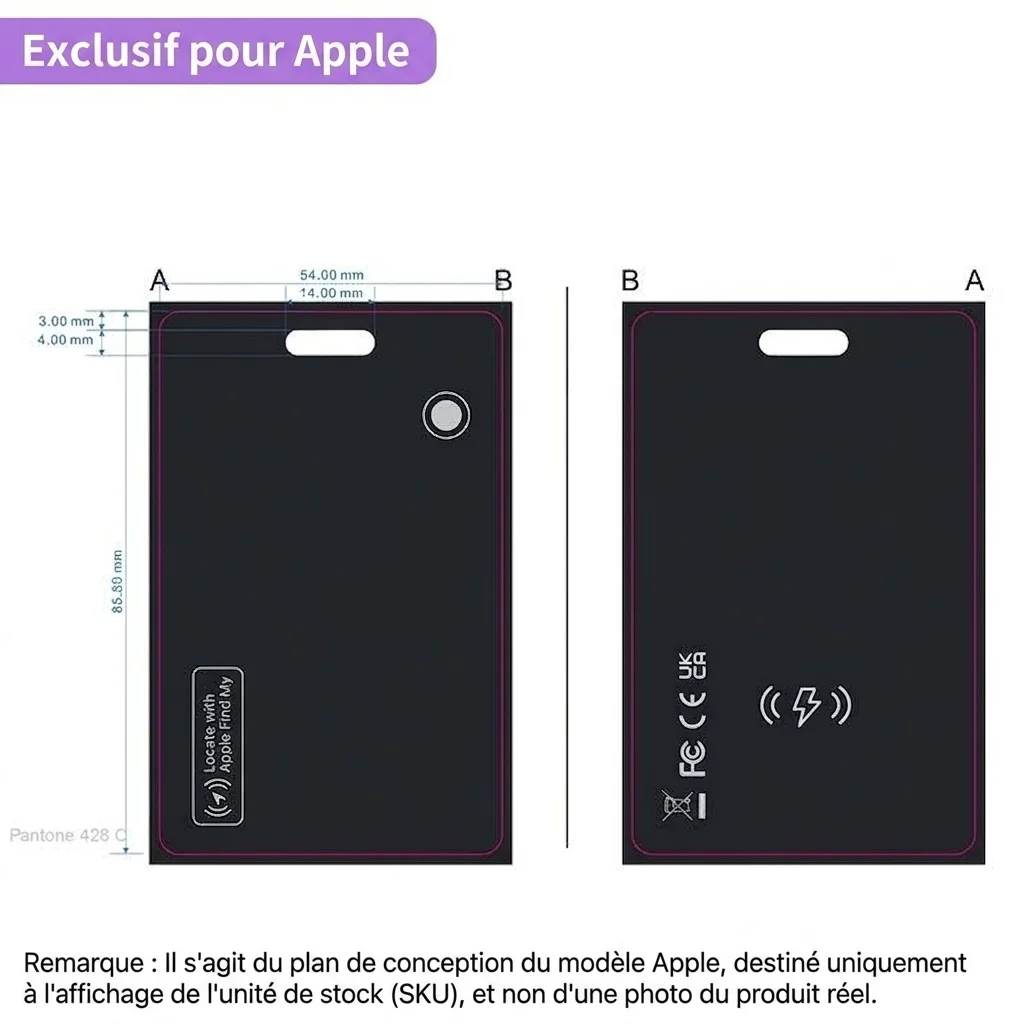Carte de suivi intelligente ultra-fine, localisateur d'objets GPS pour portefeuille, compatible avec Localiser d'Apple et Localiser Hub d'Android, chargement sans fil, étanchéité IPX7