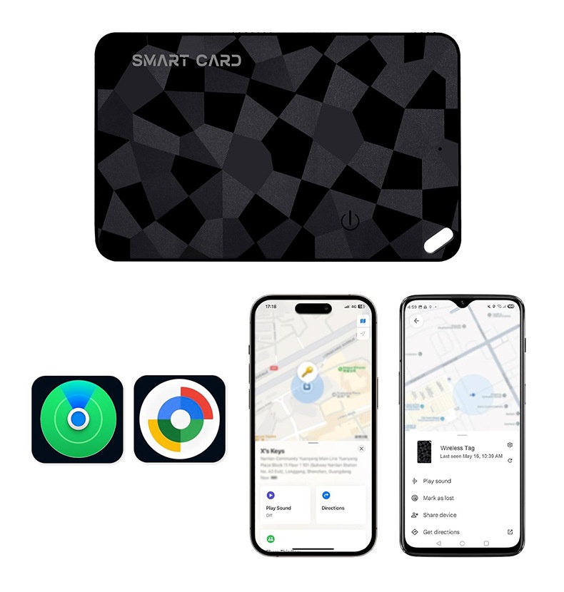 Smart Card Item Tracker for Wallet & Luggage, Compatible with Apple Find My & Android Find Hub, 2.6mm Ultra-Slim, Wireless Charging