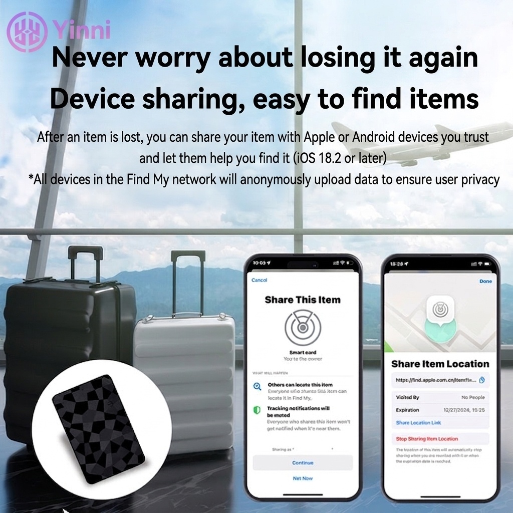Smart Card Item Tracker for Wallet & Luggage, Compatible with Apple Find My & Android Find Hub, 2.6mm Ultra-Slim, Wireless Charging
