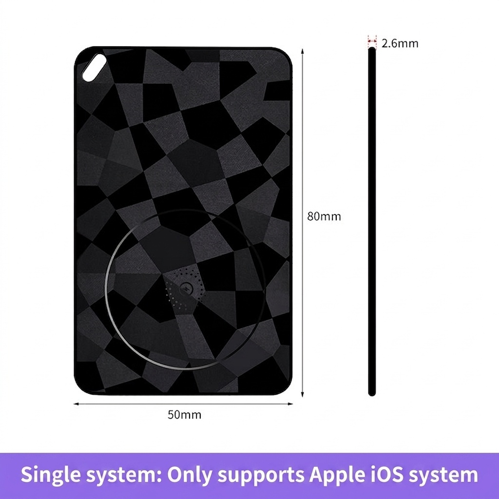 Smart Card Item Tracker for Wallet & Luggage, Compatible with Apple Find My & Android Find Hub, 2.6mm Ultra-Slim, Wireless Charging
