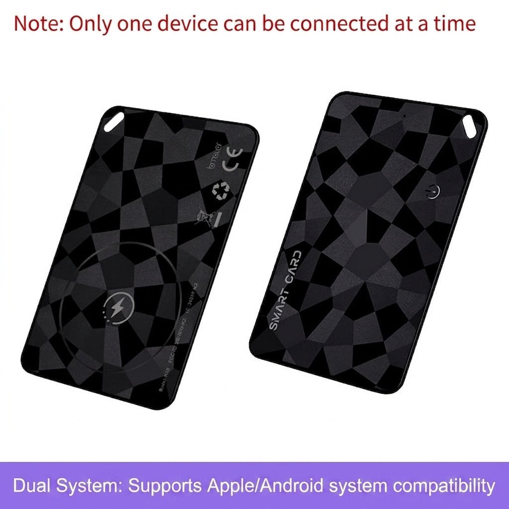 Smart Card Item Tracker for Wallet & Luggage, Compatible with Apple Find My & Android Find Hub, 2.6mm Ultra-Slim, Wireless Charging