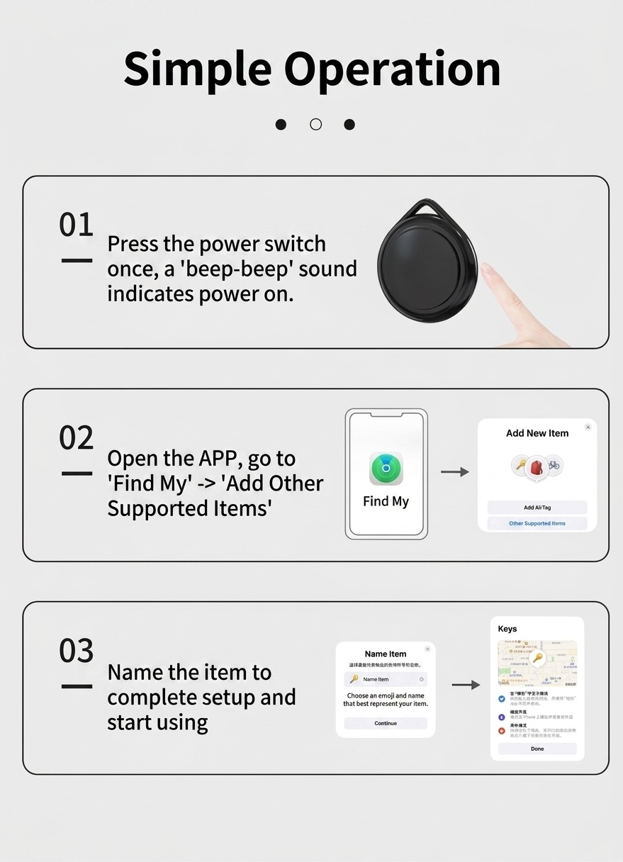 Localizador inteligente Apple Find My, dispositivo GPS antipérdida para objetos de valor, llaves y bolsos, localización global de precisión, resistente al agua, batería de 8 a 12 meses de duración.