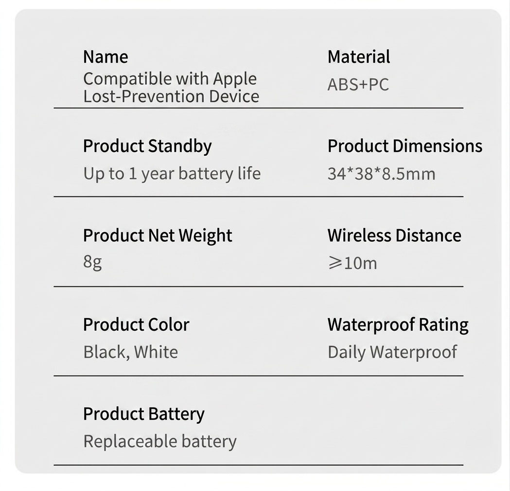 Localizador inteligente Apple Find My, dispositivo GPS antipérdida para objetos de valor, llaves y bolsos, localización global de precisión, resistente al agua, batería de 8 a 12 meses de duración.