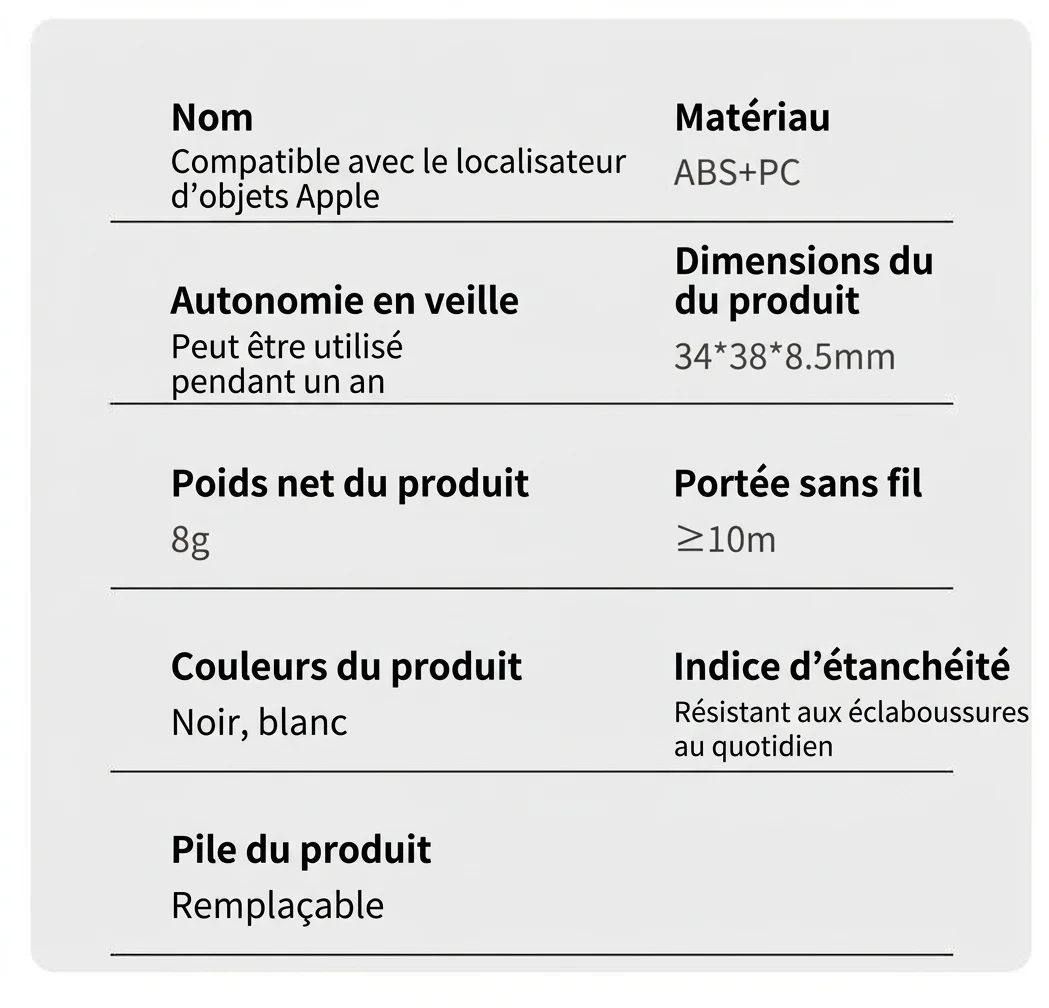 Localisateur intelligent Apple, dispositif GPS anti-perte pour objets de valeur, clés, sacs, localisation précise dans le monde entier, résistant à l'eau, autonomie de 8 à 12 mois.