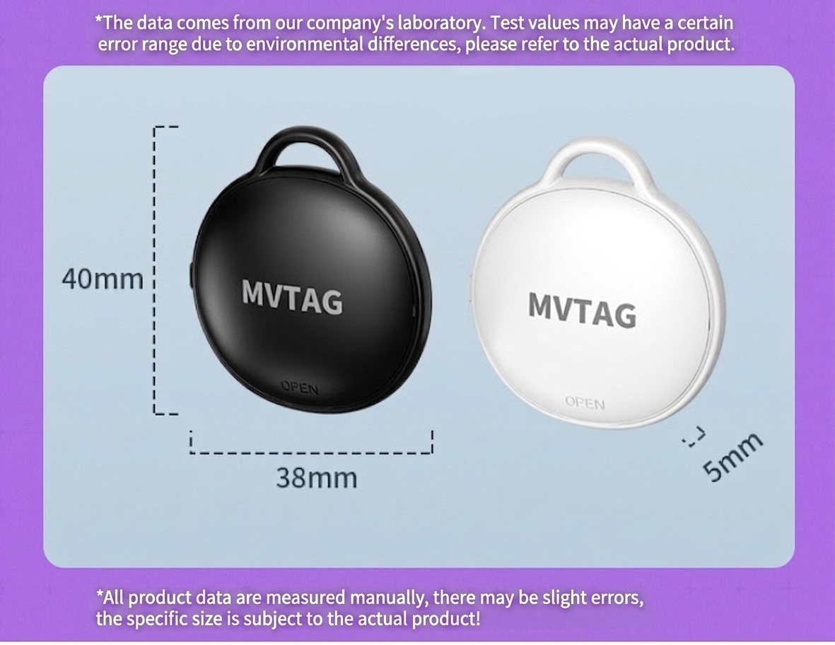 MVTAG Smart Anti-Loss Tracker, GPS Locator Compatible with Find My Device, IP67 Waterproof, 1-Year Replaceable Battery for Keys, Bags