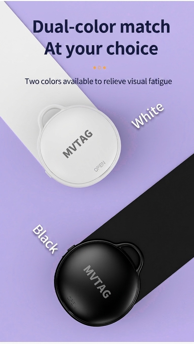 MVTAG Smart Anti-Loss Tracker, GPS Locator Compatible with Find My Device, IP67 Waterproof, 1-Year Replaceable Battery for Keys, Bags