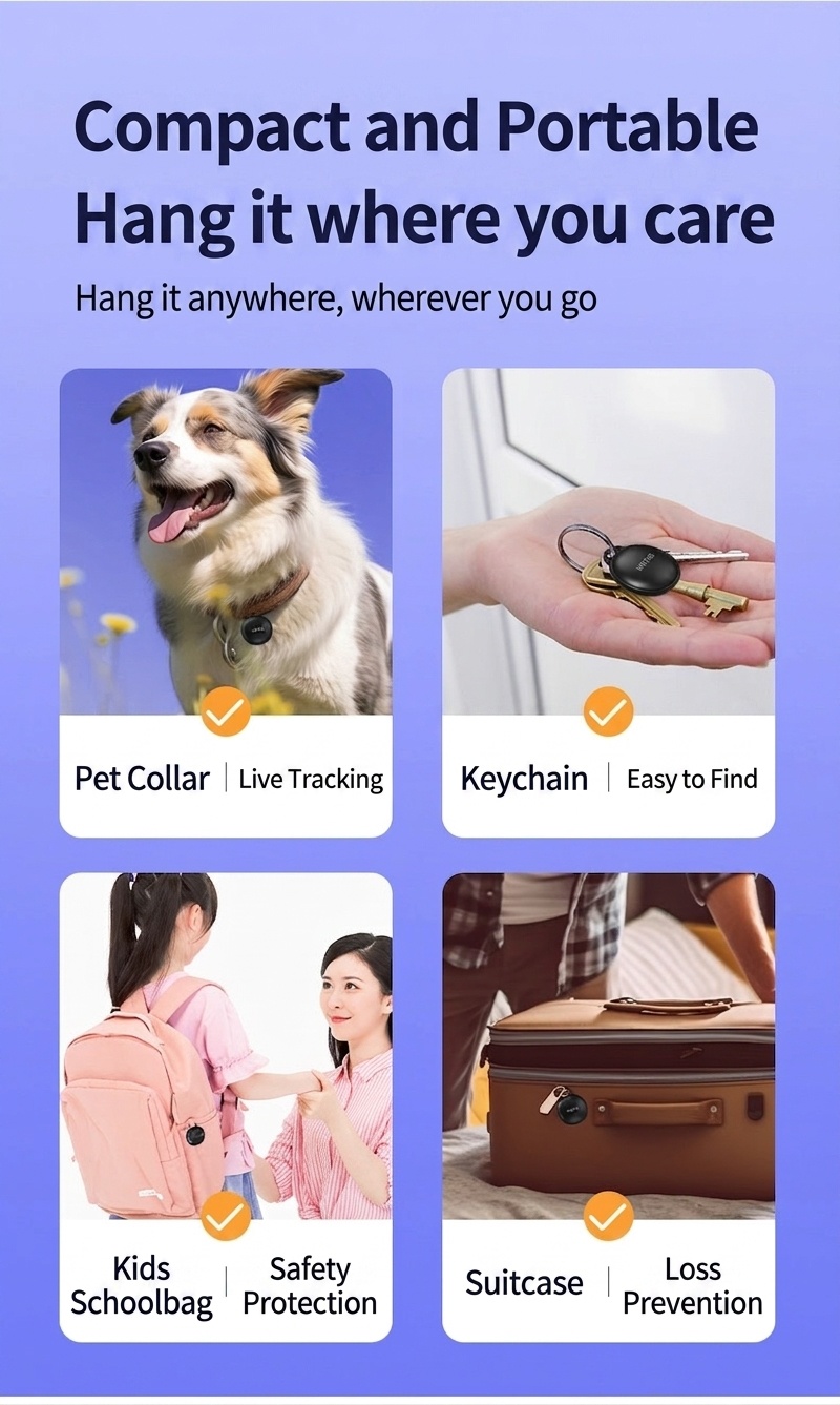 MVTAG Smart Anti-Loss Tracker, GPS Locator Compatible with Find My Device, IP67 Waterproof, 1-Year Replaceable Battery for Keys, Bags