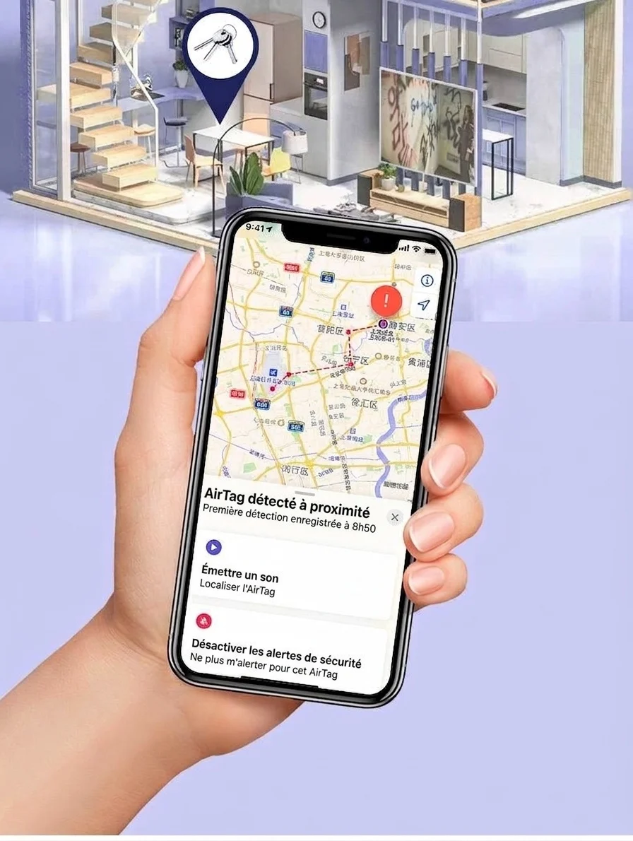 Traceur anti-perte intelligent MVTAG, localisateur GPS compatible avec la fonction « Localiser mon appareil », étanche IP67, pile remplaçable d'une durée de vie d'un an pour clés et sacs.