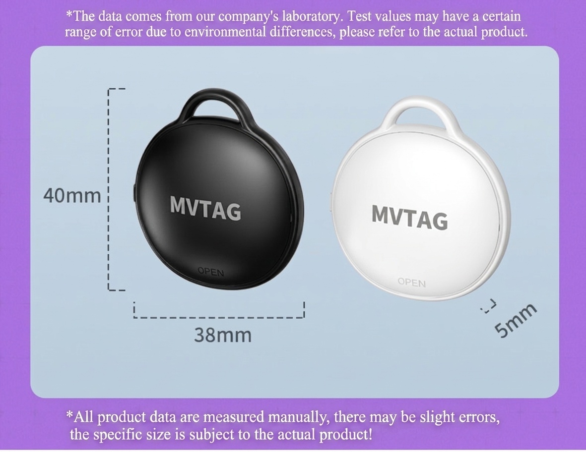 MVTAG Smart Anti-Loss Tracker, GPS Locator Compatible with Find My Device, IP67 Waterproof, 1-Year Replaceable Battery for Keys, Bags